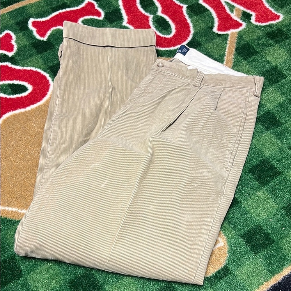 Polo Ralph Lauren Corduroy Hammond Pant Size 36x30 Khaki Pleated Cuffed